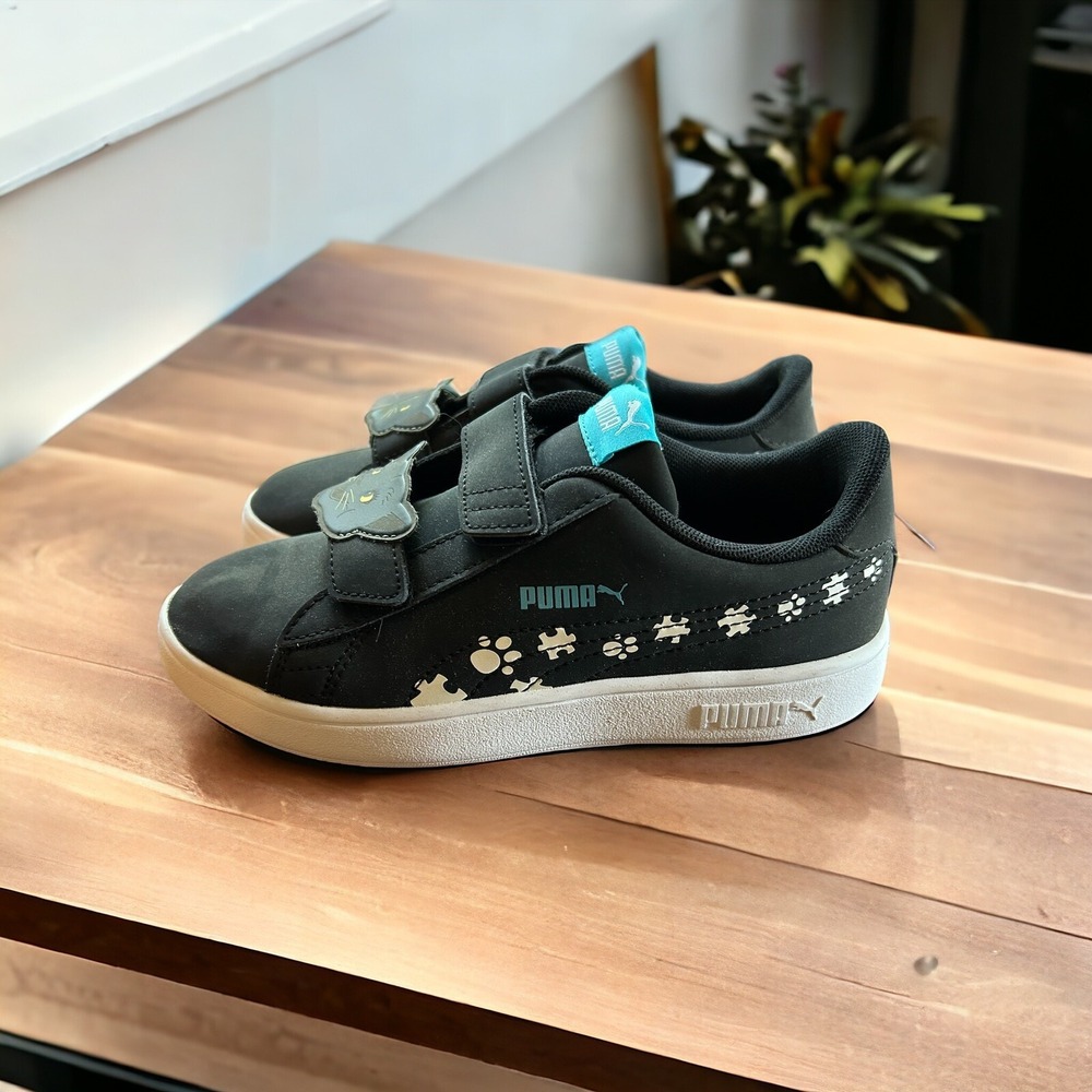 Puma Sneakers‎ Big Kids Black NEW 2C Athletic Boys Adjustable Straps NEW Cat